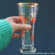 Load image into Gallery viewer, 1950s. Set of SIX Matching Tall Schooners or Beer Glasses with Coloured Star Pattern

