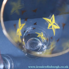 Load image into Gallery viewer, 1950s. Set of SIX Matching Tall Schooners or Beer Glasses with Coloured Star Pattern
