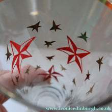 Load image into Gallery viewer, 1950s. Set of SIX Matching Tall Schooners or Beer Glasses with Coloured Star Pattern

