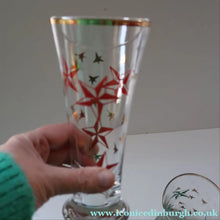 Load image into Gallery viewer, 1950s. Set of SIX Matching Tall Schooners or Beer Glasses with Coloured Star Pattern
