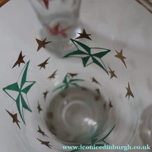 Load image into Gallery viewer, 1950s. Set of SIX Matching Tall Schooners or Beer Glasses with Coloured Star Pattern
