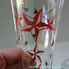 Load image into Gallery viewer, 1950s. Set of SIX Matching Tall Schooners or Beer Glasses with Coloured Star Pattern
