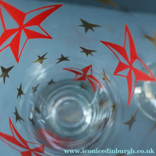 Load image into Gallery viewer, 1950s. Set of SIX Matching Tall Schooners or Beer Glasses with Coloured Star Pattern
