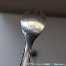 Load image into Gallery viewer, 1950s. Set of Three Vintage DANSK Fjord Pattern Three-Prong Pastry Forks. Stainless Steel with Teak Handles. 6 1/2 inches
