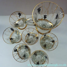 Load image into Gallery viewer, Set of SIX 1950s Cocktail Glasses Decorated with Seahorses. Plus Tall Glass Mixing Jug
