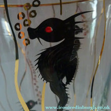 Load image into Gallery viewer, Set of SIX 1950s Cocktail Glasses Decorated with Seahorses. Plus Tall Glass Mixing Jug
