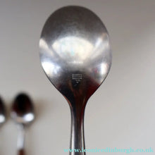 Load image into Gallery viewer, 1950s. Set of Six Vintage DANSK Fjord Pattern Dessert or Soup Spoons. Stainless Steel with Teak Handles. 7 1/8 inches
