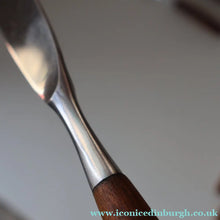 Load image into Gallery viewer, 1950s. Set of Six Vintage DANSK Fjord Pattern Dinner Knives. Stainless Steel with Teak Handles. 8 1/4 inches
