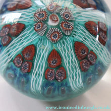 Load image into Gallery viewer, 1950s Strathearn / Vasart Glass Large Paperweight. Millefiori Canes and Latticino Eight Spoke Paperweight - Paperweight
