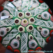 Load image into Gallery viewer, 1950s Strathearn / Vasart Glass Paperweight. Millefiori Canes and Latticino Eight Spoke Paperweight - Paperweight
