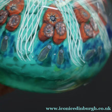 Load image into Gallery viewer, 1950s Strathearn / Vasart Glass Large Paperweight. Millefiori Canes and Latticino Eight Spoke Paperweight - Paperweight
