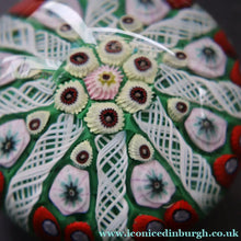Load image into Gallery viewer, 1950s Strathearn / Vasart Glass Paperweight. Millefiori Canes and Latticino Eight Spoke Paperweight - Paperweight
