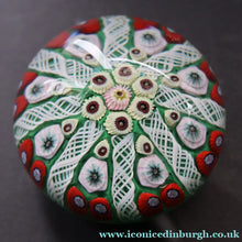 Load image into Gallery viewer, 1950s Strathearn / Vasart Glass Paperweight. Millefiori Canes and Latticino Eight Spoke Paperweight - Paperweight
