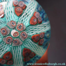 Load image into Gallery viewer, 1950s Strathearn / Vasart Glass Large Paperweight. Millefiori Canes and Latticino Eight Spoke Paperweight - Paperweight
