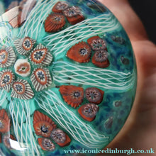 Load image into Gallery viewer, 1950s Strathearn / Vasart Glass Large Paperweight. Millefiori Canes and Latticino Eight Spoke Paperweight - Paperweight
