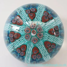 Load image into Gallery viewer, 1950s Strathearn / Vasart Glass Large Paperweight. Millefiori Canes and Latticino Eight Spoke Paperweight - Paperweight
