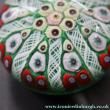 Load image into Gallery viewer, 1950s Strathearn / Vasart Glass Paperweight. Millefiori Canes and Latticino Eight Spoke Paperweight - Paperweight
