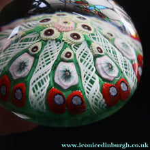 Load image into Gallery viewer, 1950s Strathearn / Vasart Glass Paperweight. Millefiori Canes and Latticino Eight Spoke Paperweight - Paperweight
