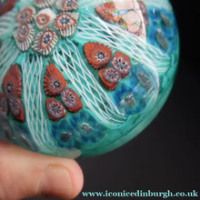 Load image into Gallery viewer, 1950s Strathearn / Vasart Glass Large Paperweight. Millefiori Canes and Latticino Eight Spoke Paperweight - Paperweight
