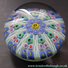 Load image into Gallery viewer, 1950s Strathearn / Vasart Glass Large Paperweight. Millefiori Canes and Latticino Nine Spoke Paperweight - Paperweight
