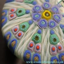 Load image into Gallery viewer, 1950s Strathearn / Vasart Glass Large Paperweight. Millefiori Canes and Latticino Nine Spoke Paperweight - Paperweight
