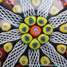 Load image into Gallery viewer, 1950s Strathearn / Vasart Glass Large Paperweight. Millefiori Canes and Latticino NIne Spoke Paperweight - Paperweight
