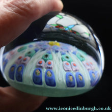 Load image into Gallery viewer, 1950s Strathearn / Vasart Glass Large Paperweight. Millefiori Canes and Latticino Nine Spoke Paperweight - Paperweight

