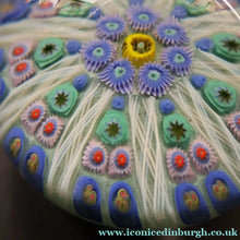 Load image into Gallery viewer, 1950s Strathearn / Vasart Glass Large Paperweight. Millefiori Canes and Latticino Nine Spoke Paperweight - Paperweight
