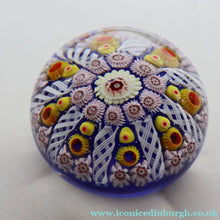 Load image into Gallery viewer, Scottish Glass. Strathearn / Vasart Millefiori Canes and Latticino Eight Spoke Paperweight
