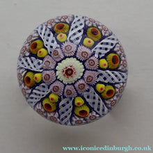 Load image into Gallery viewer, Scottish Glass. Strathearn / Vasart Millefiori Canes and Latticino Eight Spoke Paperweight
