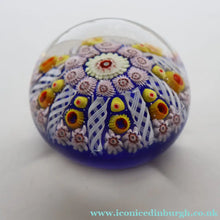 Load image into Gallery viewer, Scottish Glass. Strathearn / Vasart Millefiori Canes and Latticino Eight Spoke Paperweight
