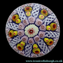 Load image into Gallery viewer, Scottish Glass. Strathearn / Vasart Millefiori Canes and Latticino Eight Spoke Paperweight

