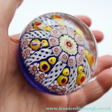 Load image into Gallery viewer, Scottish Glass. Strathearn / Vasart Millefiori Canes and Latticino Eight Spoke Paperweight

