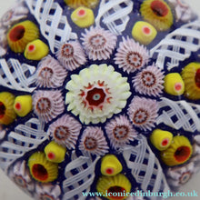 Load image into Gallery viewer, Scottish Glass. Strathearn / Vasart Millefiori Canes and Latticino Eight Spoke Paperweight
