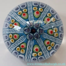 Load image into Gallery viewer, 1950s Strathearn / Vasart Glass Paperweight. Millefiori Canes and Latticino Nine Spoke Paperweight - Paperweight
