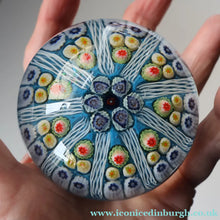 Load image into Gallery viewer, 1950s Strathearn / Vasart Glass Paperweight. Millefiori Canes and Latticino Nine Spoke Paperweight - Paperweight
