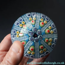 Load image into Gallery viewer, 1950s Strathearn / Vasart Glass Paperweight. Millefiori Canes and Latticino Nine Spoke Paperweight - Paperweight
