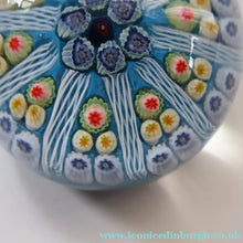 Load image into Gallery viewer, 1950s Strathearn / Vasart Glass Paperweight. Millefiori Canes and Latticino Nine Spoke Paperweight - Paperweight
