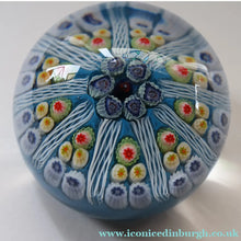 Load image into Gallery viewer, 1950s Strathearn / Vasart Glass Paperweight. Millefiori Canes and Latticino Nine Spoke Paperweight - Paperweight

