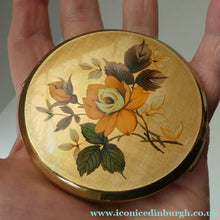 Load image into Gallery viewer, Vintage 1950s POWDER COMPACT with Orange Roses. Design by STRATTON 

