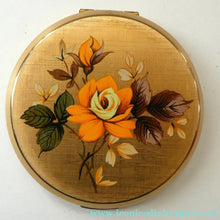Load image into Gallery viewer, Vintage 1950s POWDER COMPACT with Orange Roses. Design by STRATTON 
