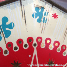Load image into Gallery viewer, Vintage 1950s Sweets Tin. Abstract Atomic Designs. Snowflake and Aquarium
