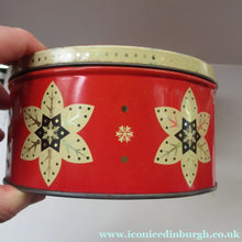Load image into Gallery viewer, Vintage 1950s Sweets Tin. Abstract Atomic Designs. Snowflake and Aquarium
