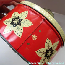 Load image into Gallery viewer, Vintage 1950s Sweets Tin. Abstract Atomic Designs. Snowflake and Aquarium
