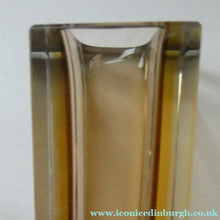 Load image into Gallery viewer, Vintage 1950s Tall Italian SOMMERSO Block Vase. Tall Square Shape with Yellow, Brown &amp; Clear Glass. 7 inches
