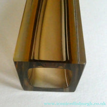 Load image into Gallery viewer, Vintage 1950s Tall Italian SOMMERSO Block Vase. Tall Square Shape with Yellow, Brown &amp; Clear Glass. 7 inches
