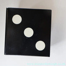 Load image into Gallery viewer, Vintage 1960s Toffee Tin with the Shape of a Black and White Dice (containing 28 dominoes)
