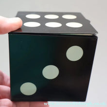 Load image into Gallery viewer, Vintage 1960s Toffee Tin with the Shape of a Black and White Dice (containing 28 dominoes)
