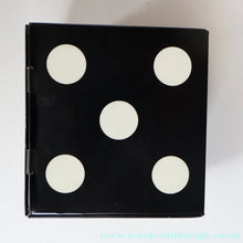 Load image into Gallery viewer, Vintage 1960s Toffee Tin with the Shape of a Black and White Dice (containing 28 dominoes)
