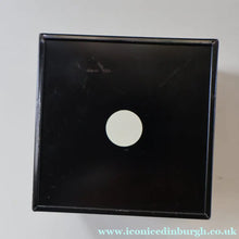 Load image into Gallery viewer, Vintage 1960s Toffee Tin with the Shape of a Black and White Dice (containing 28 dominoes)
